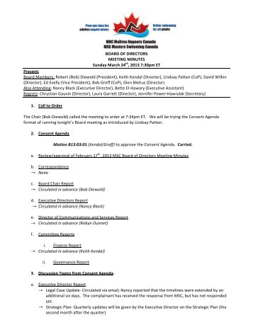 BOARD OF DIRECTORS MEETING MINUTES