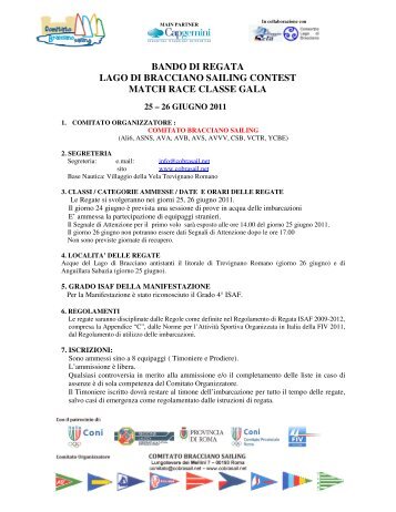 bando di regata lago di bracciano sailing contest match race classe ...