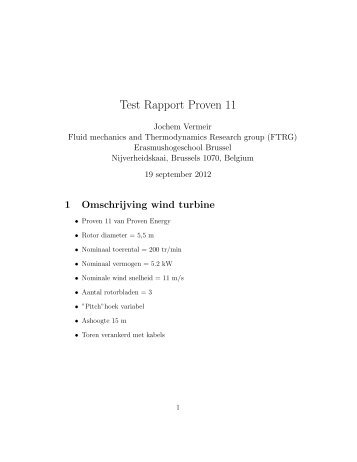 Test Rapport Proven 11 - Microwindturbine