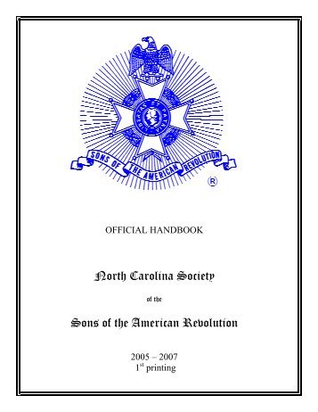 North Carolina Society, Sons of the American Revolution Chapter ...