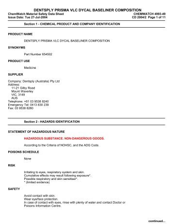 ChemWatch MSDS 4993-49 - Dentsply