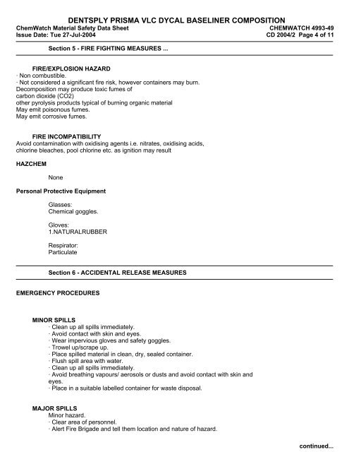 ChemWatch MSDS 4993-49 - Dentsply