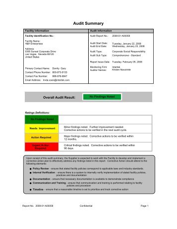 McDonald's Social Compliance Audit - Visstun