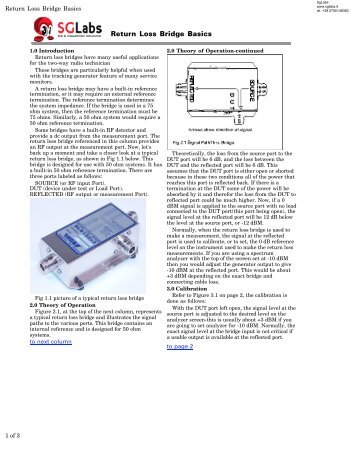 Return Loss Bridge Basics - SGLabs