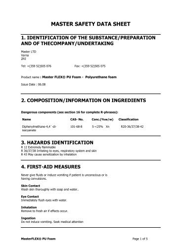 MASTER SAFETY DATA SHEET