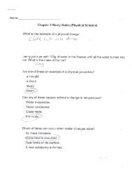 Chapter 2 Study Guide (Physical Science) What is one example of a ...