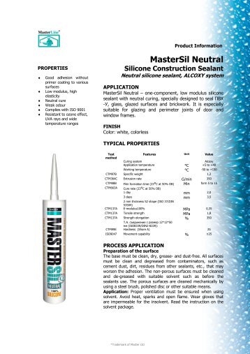 MasterSil Neutral Silicone Construction Sealant