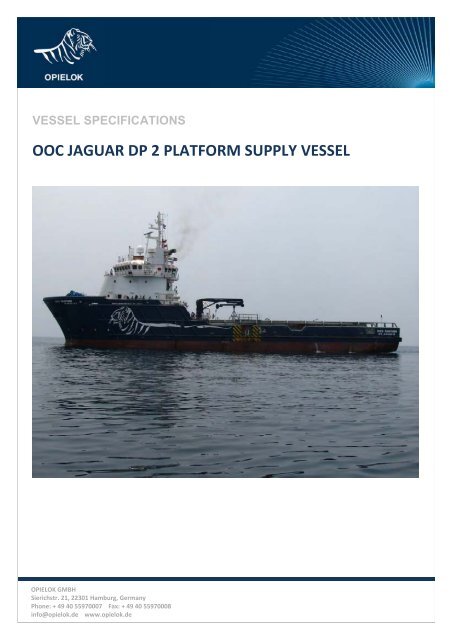 ooc jaguar dp 2 platform supply vessel - Opielok Reederei GmbH