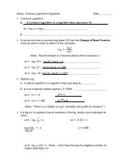 Notes: Solving Logarithmic Equations - wclark.k12.in.us