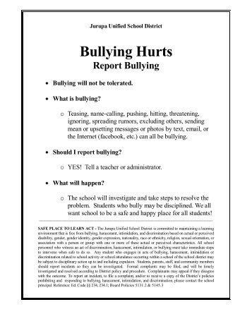 AB9 Anti-Bullying poster 2012-2013 - Jurupa Unified School District