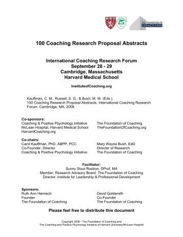 100 Coaching Research Proposal Abstracts - Institute of Coaching