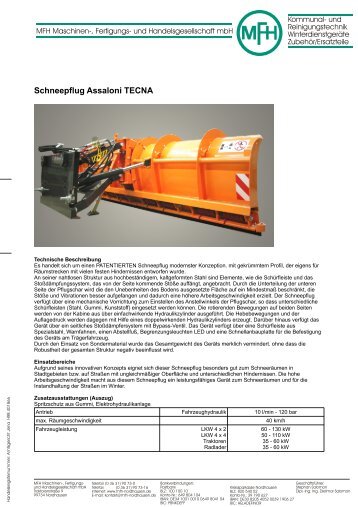 Schneepflug Assaloni TECNA - MFH Maschinen - Fertigungs- und ...