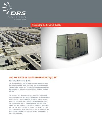 100 kw tactical quiet generator (tqg) set - DRS Technologies