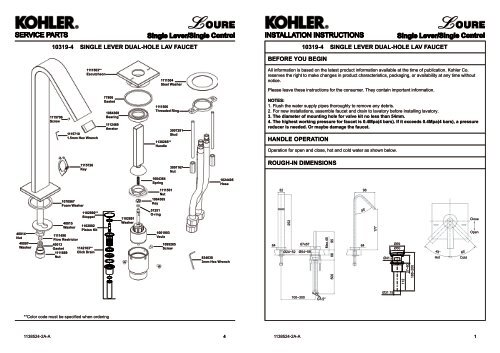 Kohler sale faucet parts