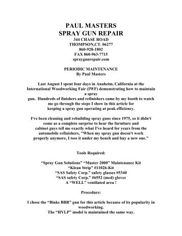 PAUL MASTERS - Spray Gun Repair