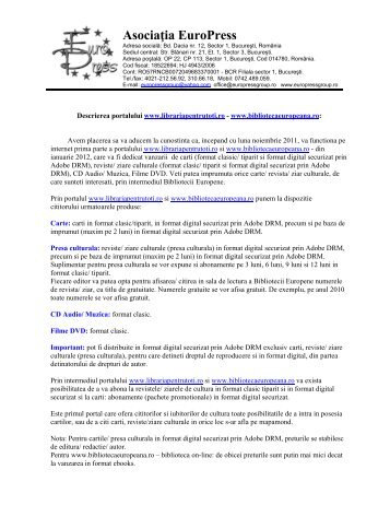 In curand: www.librariapentrutoti.ro - Ideea Europeana