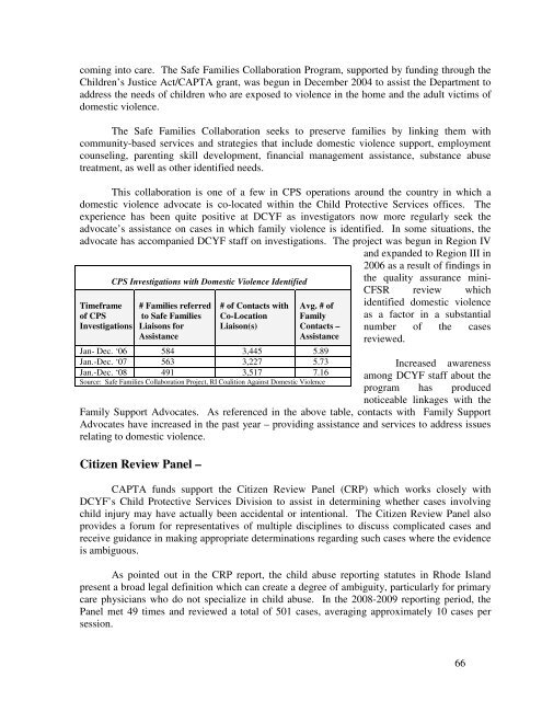 CFSP 5 Year Plan - RI Department of Children, Youth & Families