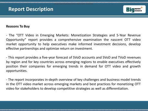 OTT Video in Emerging Markets 5-Year Revenue Opportunity : BMR