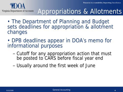 Fiscal Year End - Virginia Department of Accounts - Commonwealth ...