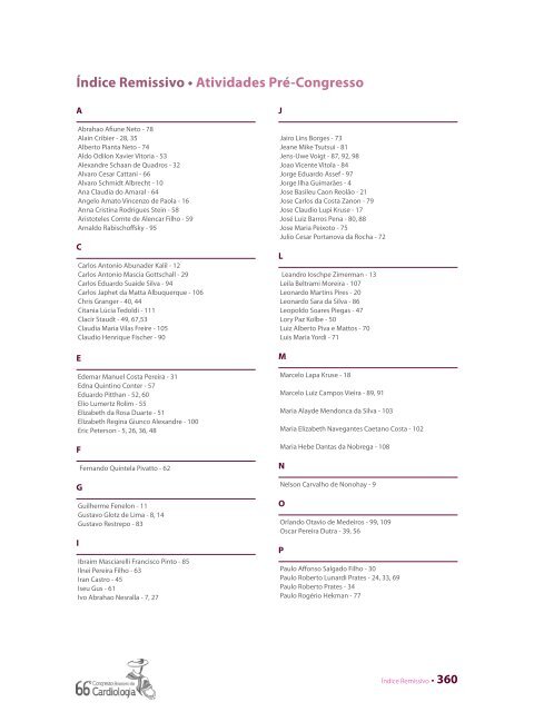 Ãndice Remissivo - 66 Congresso Brasileiro de Cardiologia