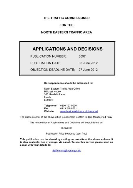 applications and decisions - Driver and Vehicle Licensing Agency