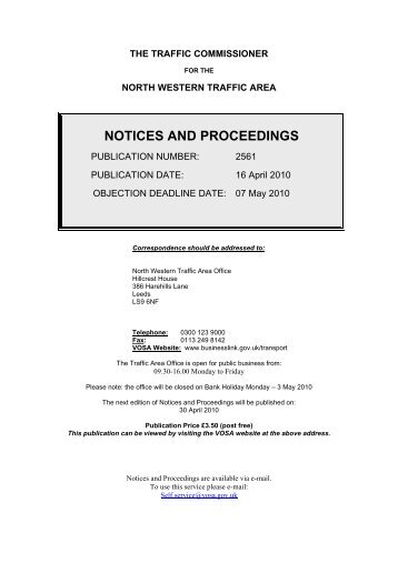 notices and proceedings - Driver and Vehicle Licensing Agency