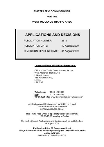 Applications and Decisions 2519 - Driver and Vehicle Licensing ...