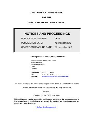 notices and proceedings - Driver and Vehicle Licensing Agency