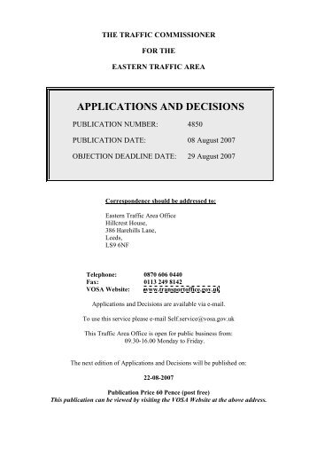 A&D 4850 - 8th August 2007 - Driver and Vehicle Licensing Agency