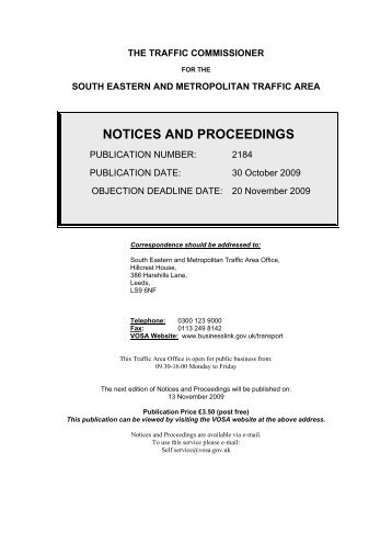 notices and proceedings 2184 semta - Driver and Vehicle Licensing ...