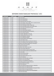 NETWORK CHOICE RADIOLOGY PROTOCOLS - 2013 - CAMAF