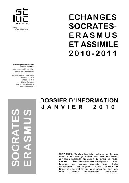 Erasmus dossier Janv 09 - Esa