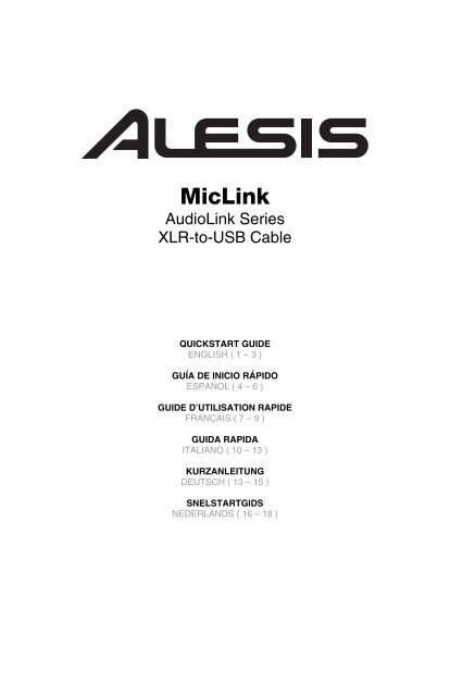 Alesis MicLink - Quickstart Guide - v1.2 - Pro Audio and Lighting