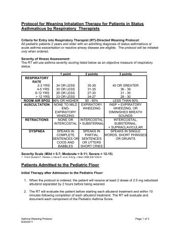 Pediatric Asthma Weaning Protocol - HUMCMD.net