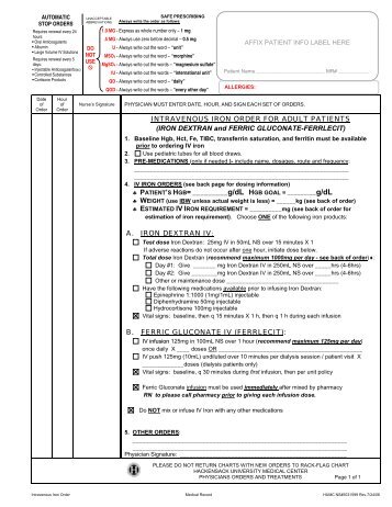 Intravenous Iron Orders - HUMCMD.net