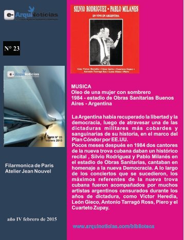 e-AN N° 23 nota N° 1 MUSICA Oleo de mujer con sombrero Silvio Rodriguez Pablo Milanes