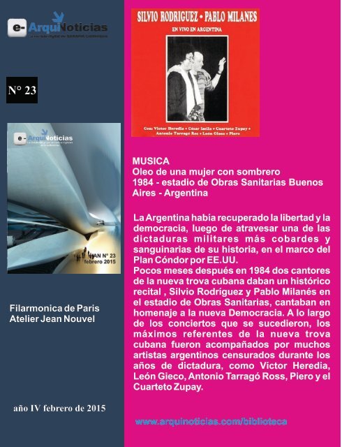 e-AN N° 23 nota N° 1 MUSICA Oleo de mujer con sombrero Silvio Rodriguez Pablo Milanes