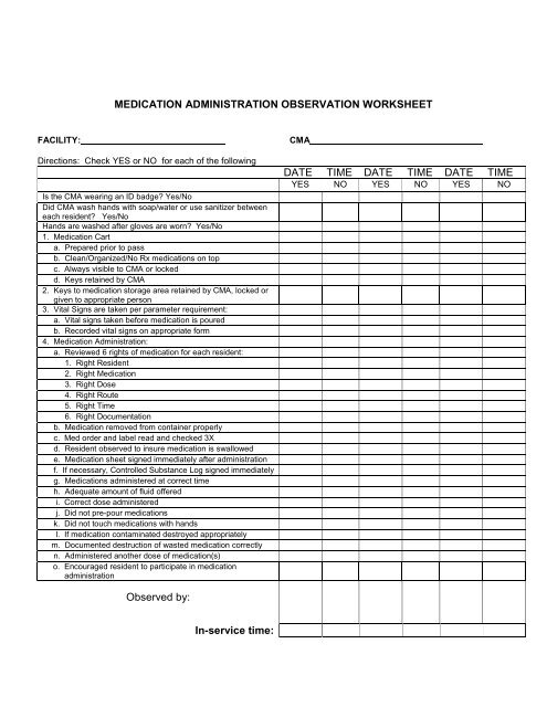 Medication Assessment Form