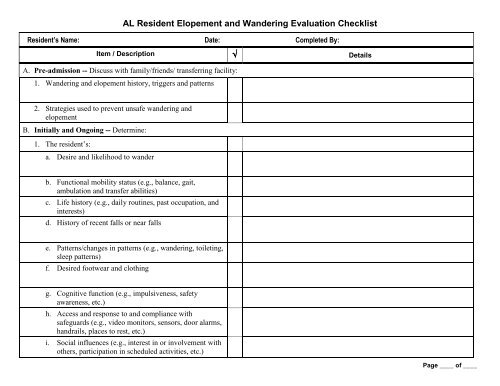 Resident Elopement And Wandering Checklist resident-elopement-and-wandering-checklist