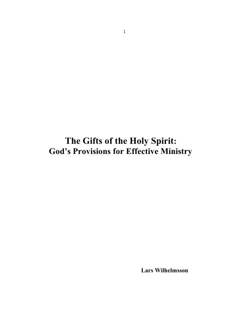 The Gifts of the Holy Spirit: - Vital Christianity