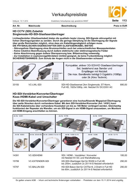 Verkaufspreisliste