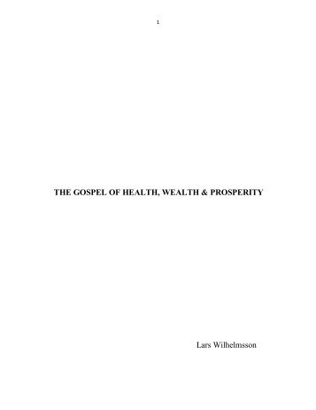 The Gospel of Health, Wealth & Prosperity - Vital Christianity