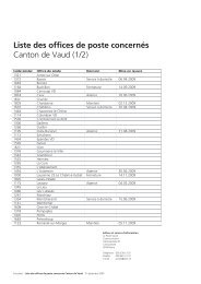 Liste des offices de poste concernÃ©s Canton de Vaud (1 ... - 24 Heures