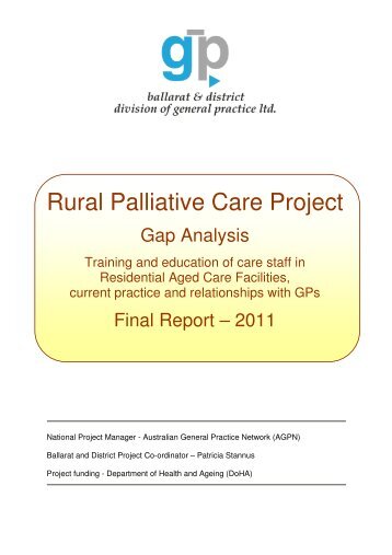 Palliative care: gap analysis of training & education in Residential ...