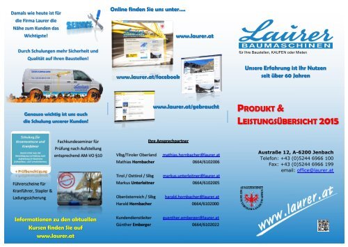 Laurer PRODUKT & LEISTUNGSÜBERSICHT 2015