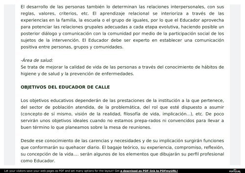 Cursos Educacion de Calle - Educadores de Calle