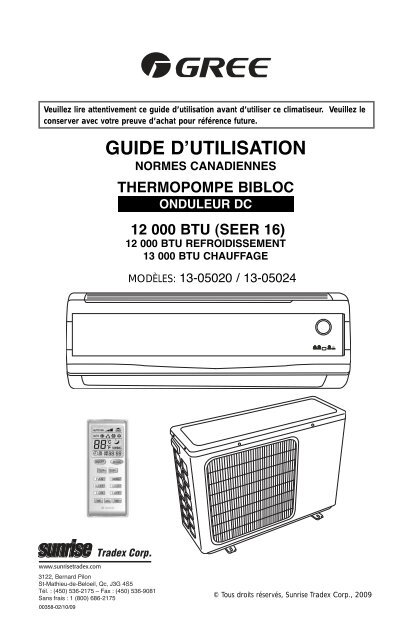 GUIDE D'UTILISATION - Sunrise Tradex