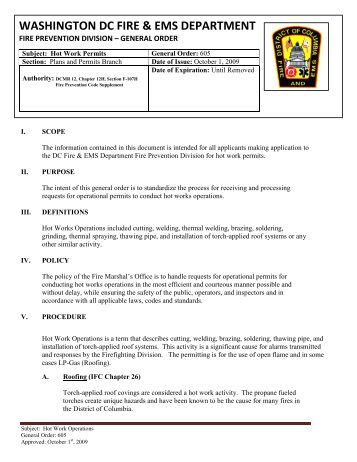 work requirement permit for Waterfront Work Place Hot Permit