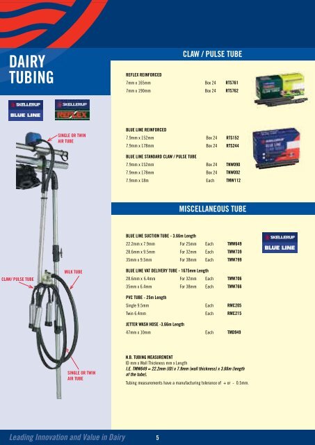 DAIRY PRODUCT CATALOGUE - Skellerup 2500 Change > Home