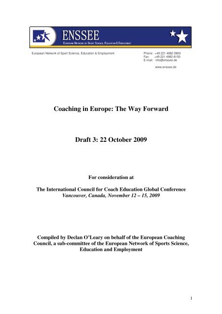 Coaching in Europe: The Way Forward - International Council for ...